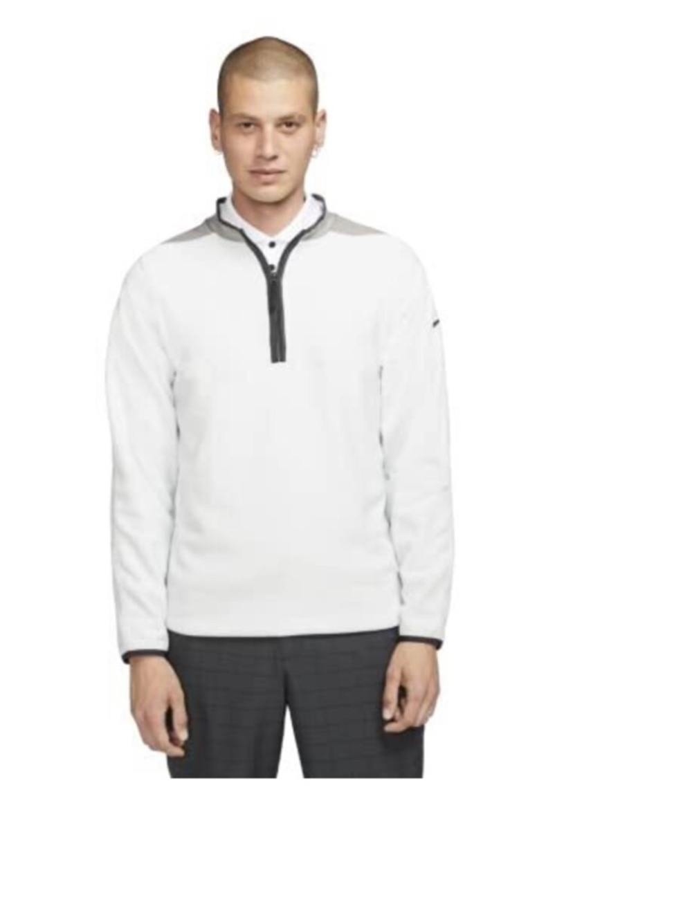 Nike Mens Therma-FIT Victory 1/2 Zip Pullover Fleece White/Grey Size XXL